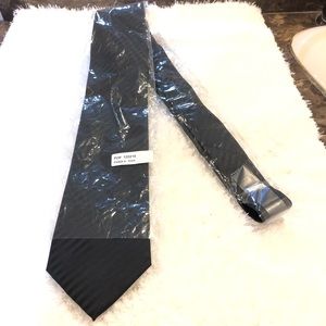 Black onBlack Striped Necktie w/Pocket Square-NEW